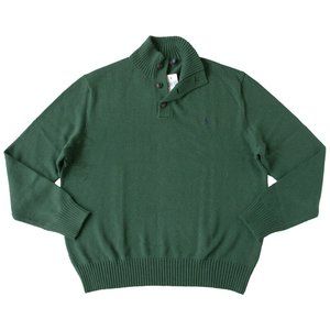 NEW Polo Ralph Lauren Mens Button Mockneck Sweater!  Green  Purple Polo Player